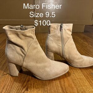 Marco Fisher bootie heels tan color suede size 9.5